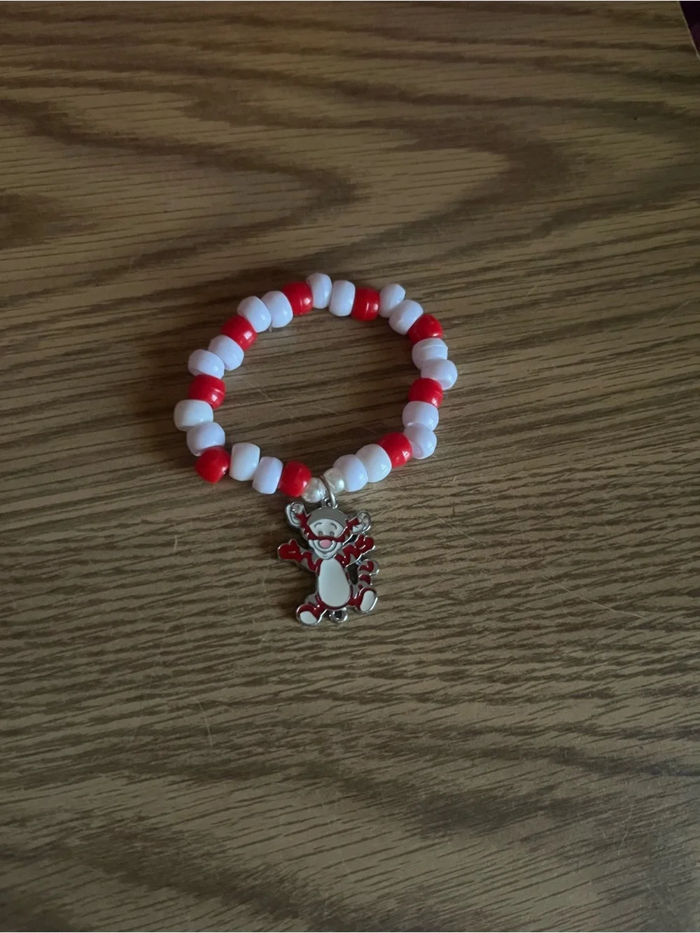 Christmas Tigger Charm Bracelet with White and Red Pony Beads